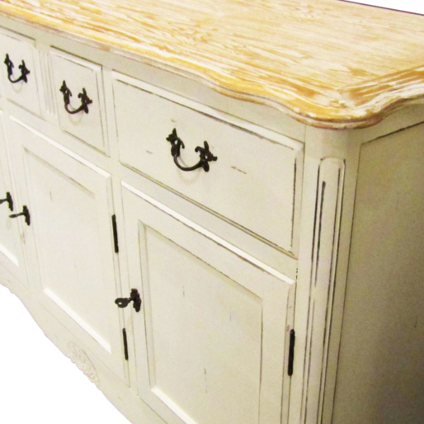 Mueble Aparador en color Blanco realizado en madera de calidad Color  principal Amarillo Grado de envejecido Medio envejecido Color secundario  Ninguno