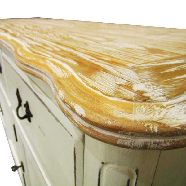 Aparador de estilo Clásico Vintage de madera maciza en color Blanco Color  principal Amarillo Grado de envejecido Medio envejecido Color secundario  Ninguno