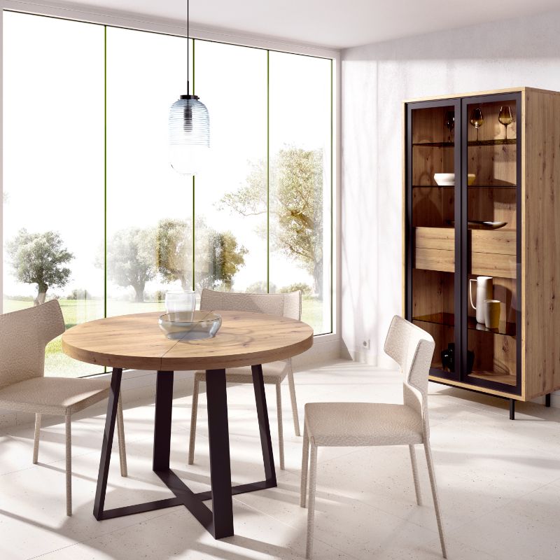 Mesa de comedor fiore - Mesa madera y metal - Muebles Polque - Online
