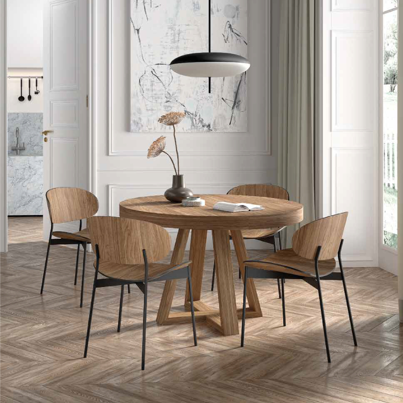 Mesa redonda cruz madera - muebles polque - venta online- comedor
