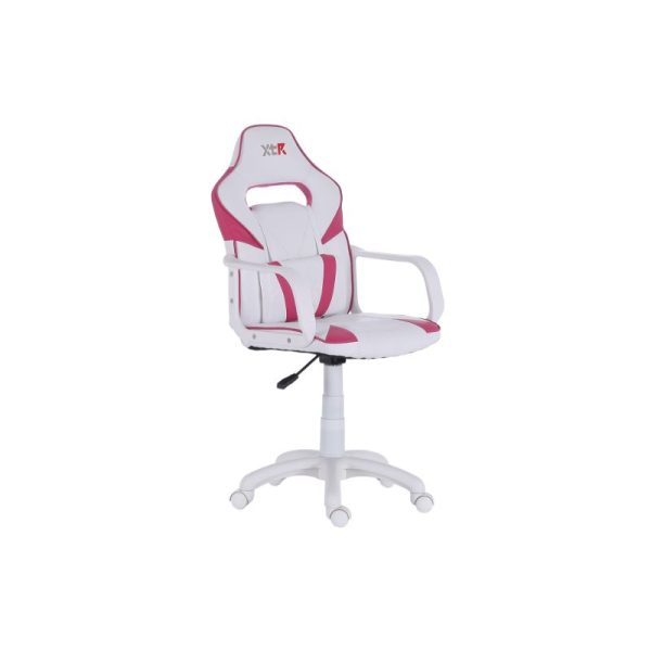 silla gamer rosa y blanca