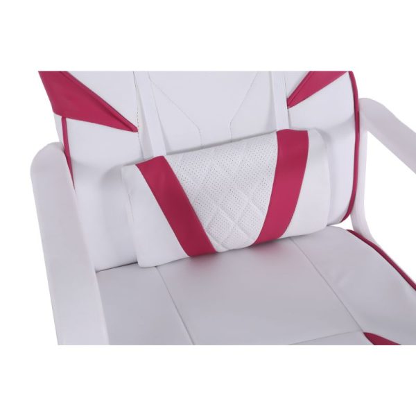 silla gaming rosa y blanca