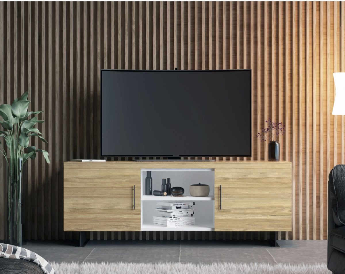 mueble tv madera artesanal muebles polque