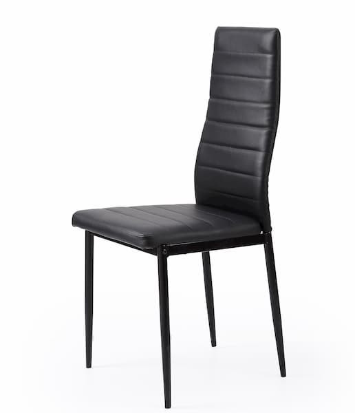 silla tapizada simil piel negro muebles polque