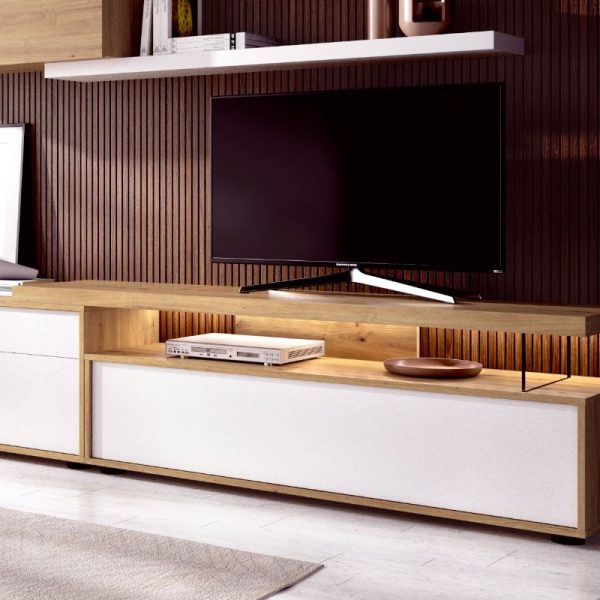 mueble de tv moderno madera blanco