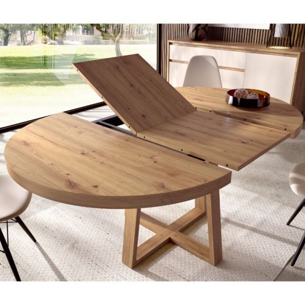 mesa redonda extensible madera