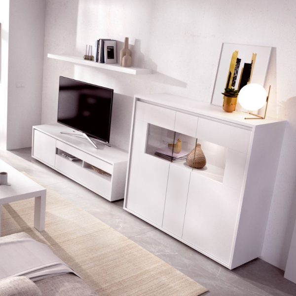 mueble de tv blanco