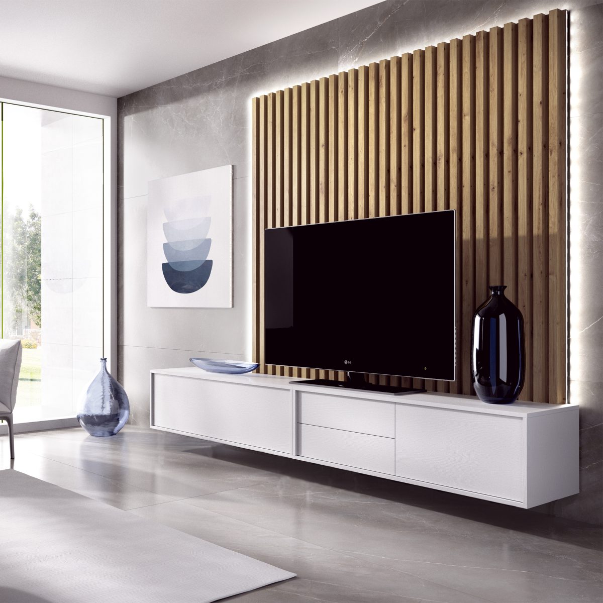 mueble tv listones