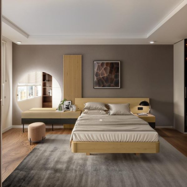 dormitorio de roble moderno