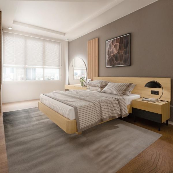 dormitorio de roble moderno